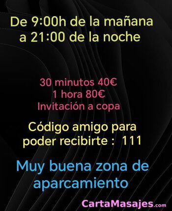 tercera imagen miniatura: PARTICULARES De 9 MA&Ntilde;ANA A 21.00 NOCHE CON GANAS DE PASARLO BIEN  1h 80e